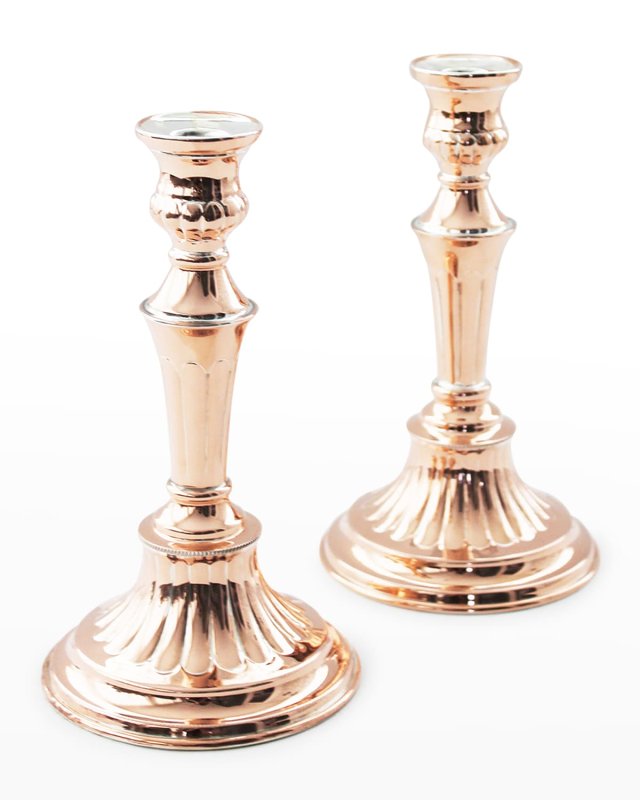 Coppermill Kitchen Antique English Sheffield Candlesticks, Set of 2